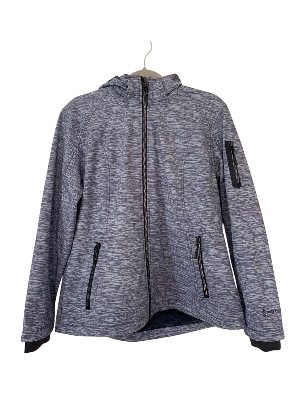 Free Country Purple Space Dye Fleece Lined Softshell Jacket XL Detachable Hood